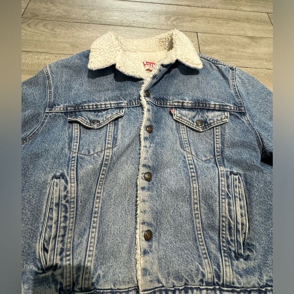 Vintage Levi's Men's Blue and Cream Coat Size 46R - Picture 5 of 9